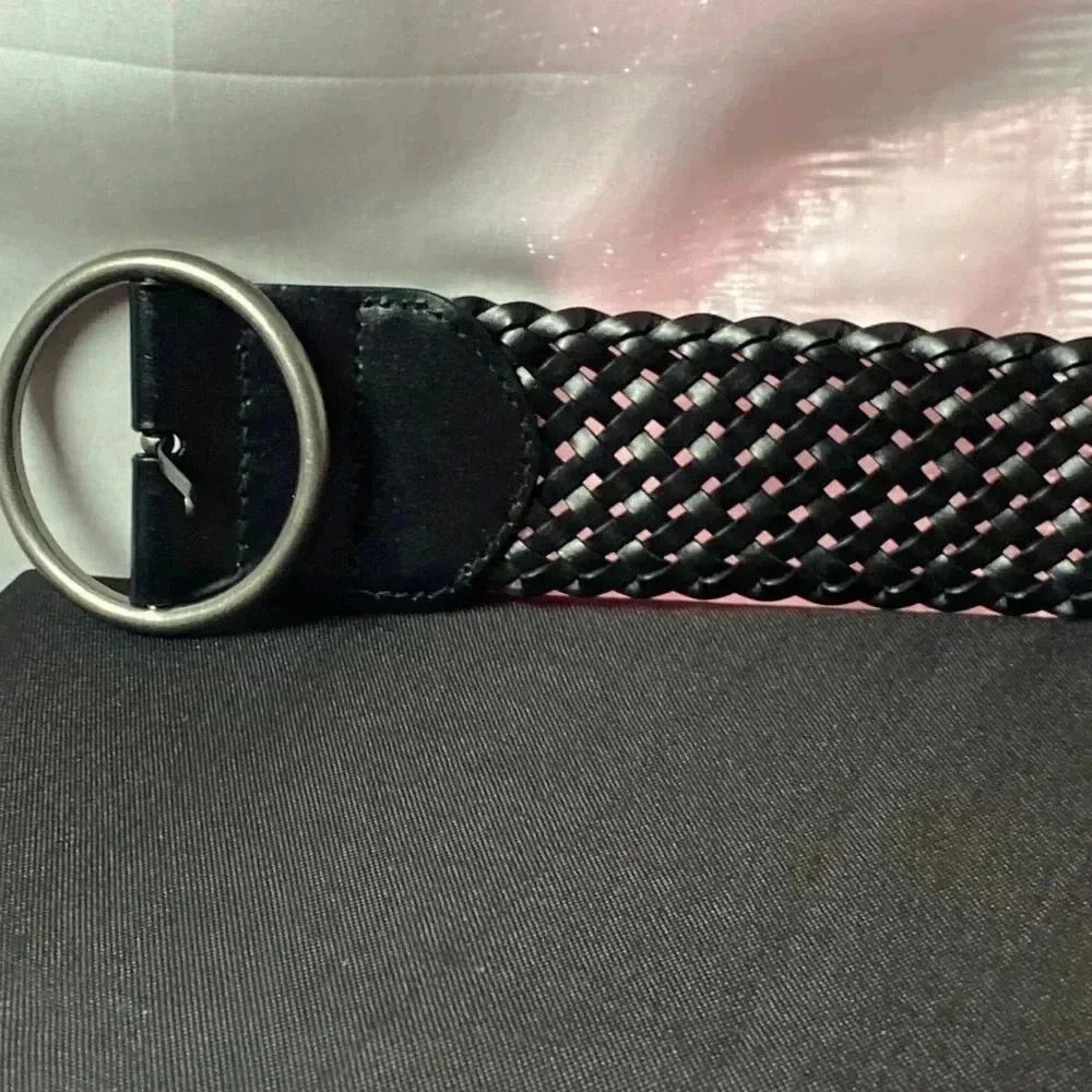 LINEA PELLE WO SIZE‎ MEDIUM BLACK BELT VEG BONDED LEATHER BRAID AND KNOT …